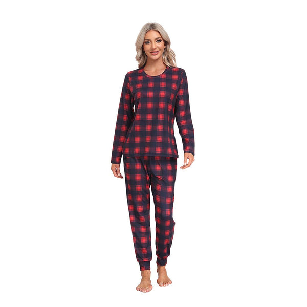 Women's Long Sleeve Plaid Pants Pajama Set