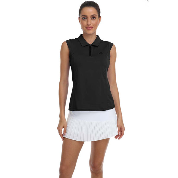 Women Racerback Sleeveless Golf Polo Shirts V-Neck Collarless Tennis Running Tank Tops